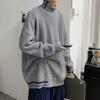 Suéter de Tricô de Cor Sólida com Gola Alta Estilo Hong Kong Outono e Inverno 2024 para Homens e Mulheres Estilo Preguiçoso Casual Suéter de Casal