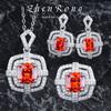 Colar com pingente de papalacha quadrado com design de fundo resistente, anel de diamante azul, brincos de tesouro de cor esmeralda, terno feminino