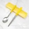 Conjunto de Talheres Portátil Aço Inoxidável Colher Hashi Garfo Doméstico Estudante Crianças Louça Simples Conjunto de Três Peças Transfronteiriço