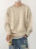 Nuevo suéter de punto abierto de estilo coreano de moda y a la moda retro para otoño e invierno para hombres, con corte holgado y cuello redondo.