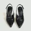 Sandálias de Salto Alto Europeias e Americanas Transfronteiriças Novo Estilo Francês Elegante Sem Costas para Mulheres Moda de Alto Padrão Casual Bico Fino Salto Agulha Sapatos Individuais