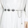 Cadena de cintura metálica estilo étnico retro tallada en plata antigua, cinturón decorativo para vestido de chica hot, pantalones