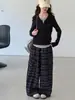 Conjunto de sudadera para niña, nuevo modelo otoño 2026, para chicas de secundaria, niños mayores, top falso de dos piezas con pantalones a cuadros