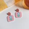 Brincos retrô de letras geométricas coreanas, brincos fofos de coração para meninas, brincos fofos e personalizados, clipe de orelha criativo