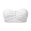 Top Tubo Feminino Sexy com Abertura Frontal e Fivela, Laterais Recolhidas, para Seios Pequenos e Ombros Largos, com Costas de Renda Plissada Distintiva