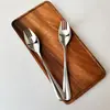 Cuchara y Tenedor para Ensalada de Acero Inoxidable con Mango Largo, Cuchara para Frutas y Verduras, Tenedor para Helado y Postre, Cuchara para Pasta, Tenedor de Mesa de Doble Propósito