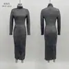 Vestido Base Sexy de Manga Longa Slim-Fit Novo Outono/Inverno 2025 para Mulheres, Emagrecedor e Elegante, Adequado para Combinar com um Casaco, Vestido Bodycon