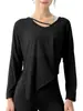 Nuevo cubre-top de yoga holgado transfronterizo para mujer, protector solar, camiseta deportiva ligera para fitness, que cubre la cadera, top de manga larga con abertura