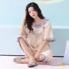 [Algodón Puro] Pijama de Mujer Verano 2026 Estilo Nuevo Manga Corta Sencillo Ropa de Casa Pantalón Tres Cuartos Ropa de Casa Conjunto de Dos Piezas