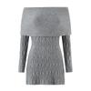 1718-25 Nuevo Estilo Otoño Estilo Coreano Estilo Puro Lujoso Suéter Vestido de Hombro Único Ajustado Elegante Suave con Puños