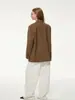 Blazer de mujer color café, holgado, para primavera y otoño, con pespuntes hechos a mano en los hombros, diseño único