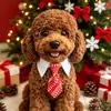 Navidad Mascota Caballero Cuello Falso Velcro Ajustable Camisa para Perro Cuello Corbata de Moño Corbata Gato Disfraz de Festival