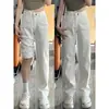 Jeans preto-cinza de perna larga feminino temporada 2026 outono novo plus size cintura alta solto modelador perna reta comprimento total calças