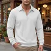 2025 Primavera e Outono Novo Cruzamento de Fronteira Estilo Europeu e Americano Casual ao Ar Livre Gola Lapela Meio Zíper Pulôver Tricotado Manga Longa Roupa Masculina