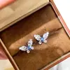 Brincos Borboleta em Prata Esterlina S925 com Diamante de Alto Carbono para Mulheres, Brincos Azuis Simétricos Full Diamond Fresh Light Luxury, Presente de Noivado Fashion