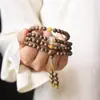 Nuevo Estilo Chino Estilo Chino Madera de Chisinac Multi-Círculo Collar Pulsera para Hombres y Mujeres Combinación Perfecta Cadena Larga de Lana Accesorios Antiguos