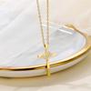 Em Estoque Design de Luxo Leve Pingente Cruz com Diamantes, Colar de Aço Inoxidável Moderno e Único, Pingente de Colar de Aço Inoxidável Estilo Europeu e Americano