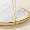 Collar Hecho de Acero Inoxidable Que No Se Desvanece, Estilo para Mujer, Joyería con Colgante de Cruz Incrustada de Diamantes de Lujo Ligero, Joyería de Acero Inoxidable a la Moda