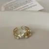 Anel Aberto Estrela do Mar Flor Concha Pérola Zircônia Design de Nicho Feminino Tendência de Moda Versátil Anel Anel