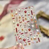 Adesivos de Unha em Relevo Tomoni, Adesivos Populares de Ano Novo para Unhas, Adesivos de Gato Estilo Chinês, Materiais Decorativos