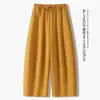Calça Cropped Feminina de Perna Larga, Novo Estilo de Início de Outono, Cintura Alta, Emagrecedora, Drapeada, Tamanho Plus, Calça com Corte Curvo