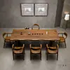 Mesa de Té de Madera Maciza de Tablero Grande y Combinación de Sillas Mesa de Té para Oficina Sala de Estar Hogar Estilo Chino Mesa de Jefe Simple y Moderna