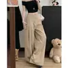 Pantalones casuales versátiles de estilo coreano, nuevos para la primavera de 2026, de caída fluida, cintura alta, corte holgado, pantalones de pierna ancha que estilizan para mujer, pantalones hasta el suelo