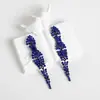Pendientes Amazon transfronterizos, extragrandes, electrochapados, elegantes, de estilo largo, con un toque de alta gama, adornados con borlas y pedrería negra