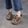 Zapatos Planos Casuales con Cordones para Mujer, Bloques de Color Retro de Piel de Vaca de Primera Capa, Suela Suave Cómoda, Estilo Nuevo Primavera 2026