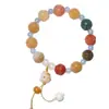 Pulsera de Pata de Gato Inspirada en Flores con Pequeñas Cuentas Verdes Lima, un Accesorio de Mano de Alto Valor para Hombres y Mujeres, con Cuentas de Hilo Suave que se Envuelven Alrededor del Dedo