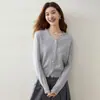 Cárdigan de Cachemir Tejido con Flecos para Mujer, Cuello en V, Manga Larga, Versátil, Simple Francés, Estilo Coco Chanel, Abrigo con Botones