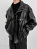 Chaqueta de Cuero para Motocicleta Estilo Retro Americano de Alta Gama para Hombres y Mujeres, Estilo Primavera y Otoño, Mono de Vuelo de Cuero PU de Tendencia de Nicho