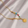 Collar en capas con cuentas de piedra natural de colores Accesorios para mujer Y2K Colgante vintage Gargantilla Sentido del diseño Cadena para la clavícula