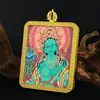 Zakiram Amarillo y Negro Deidad de la Riqueza Cinco Señores Buda de la Medicina Tara Verde Manjushri Bodhisattva Cinnabar Thangka Colgante Amuleto de Buda Portátil