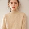 Suéter de Cachemira de Industria Pesada para Mujer Cuello Alto Manga Larga Jersey Suéter Grueso Otoño e Invierno Holgado Casual Versátil Tejido Camiseta Base