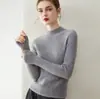 Suéter de Cachemira para Mujer % Cachemira Pura Suéter de Punto de Cuello Alto Medio Nuevo Ajuste Delgado Versátil Color Sólido Suéter Base de Punto