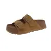 Sandalias de Mocasín Marrones de Suela Gruesa, Modernas y Elegantes para Mujer, Nuevas para Verano 2025, Versátiles para el Trabajo, que Aumentan la Altura