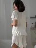 Traje de Shorts con Volantes de Manga Corta de Nuevo Diseño de Moda Transfronterizo Europeo y Americano Primavera y Verano Ropa Cómoda para el Hogar