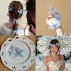 Horquilla electrónica de mariposa, fina como las alas de una cigarra, accesorio para el cabello, estilo Super Hada Mori, decoración retro de malla para selfies, horquilla para la cabeza de una dulce niña.