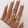 Comercio exterior oro luz lujo luz placa flor anillo 5 piezas de anillo liso anillo diamante hueco anillo de dedo mujeres al por mayor