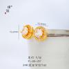 Tienda de oro con pendientes cuadrados de diamantes llenos de oro y arena dorada para mujer, temperamento simple, súper llamativo, pendientes de alta gama de otoño e invierno para novia