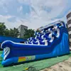 Tobogán acuático inflable de varios niveles y ondulado, azul y blanco, con múltiples carriles, cuatro carriles para deslizamiento sincronizado, equipo de juegos acuáticos a gran escala para áreas escénicas