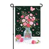 Bandera de Jardín Nueva para el Día de San Valentín Transfronteriza Decoración de Patio Bandera Colgante de Rosa Roja Impresión a Doble Cara Se Puede Diseñar Según la Imagen