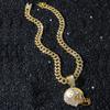 Colar com Pingente de Capacete de Beisebol Personalizado Corrente de Diamantes Inteiros Estilo Hip-hop Novo Masculino Transfronteiriço Europeu e Americano