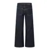 Jeans de mezclilla cruda azul estilo retro americano Yongfang para hombres y mujeres, estilo callejero holgado, diseño de múltiples botones, pantalones casuales rectos de pierna ancha