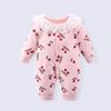 Recém-nascido bebê menina moda impressão completa one-piece bebê primavera e outono chiffon macacão de manga comprida para sair