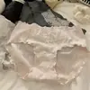 Ropa Interior de Encaje Estilo Nuevo para Mujer, Algodón Puro, Antibacteriana, Longitud Extendida, Refuerzo 100% Algodón, Estilo Barroco, Bikini de Cintura Media para Mujer