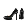 2026 Nuevo Modelo de Comercio Exterior 14cm Plataforma Impermeable Muy Alta Tacones de Aguja para Mujer Punta Fina Tacones de Aguja con Pedrería Zapatos Modelo 10cm