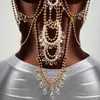 Cadena Corporal AYJ de Lujo Ligero Europeo y Americano con Borla Full-Diamond para Mujer, Cadena de Pecho Larga con Colgante de Gota de Agua Estilo Fiesta de Noche Vacaciones J27