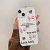 Funda de Teléfono Transparente Inglesa con Forma de Corazón y Lazo Rosa Perla Dulce y Fresca para Serie Apple 16 Funda Suave de TPU Venta al por Mayor